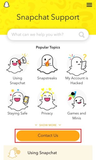 Soporte de Snapchat