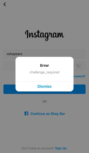 Desafío Requerido Error de Instagram