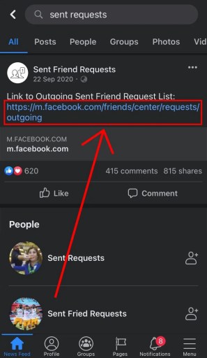 Lista de solicitudes de amistad en Facebook