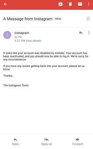 No puede usar Facebook porque su cuenta de Instagram vinculada está deshabilitada