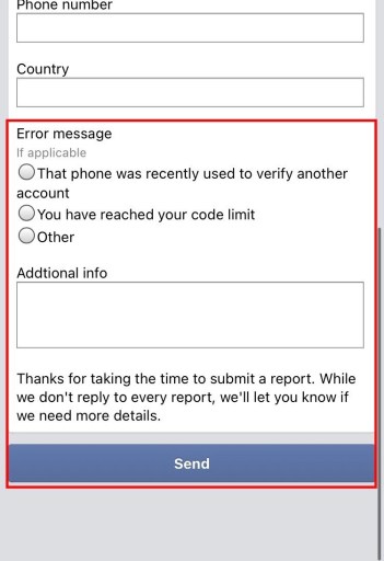 Código de autenticación de dos factores de Facebook no recibido