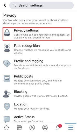 Configuración de privacidad de Facebook