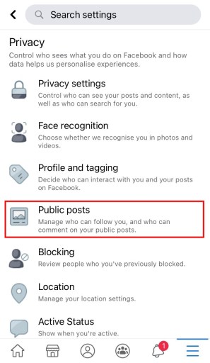Configuración de publicaciones públicas de Facebook