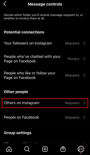Desactiva las solicitudes de mensajes en Instagram
