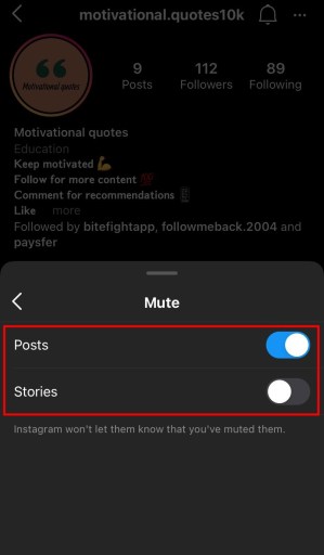 Silenciar publicaciones o historias de Instagram