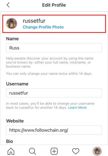 Instagram cambia foto de perfil