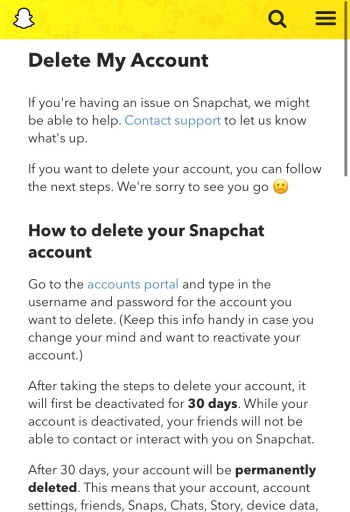 Cómo eliminar tu cuenta de Snapchat