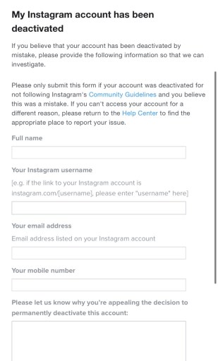 Cómo restaurar una cuenta de Instagram eliminada