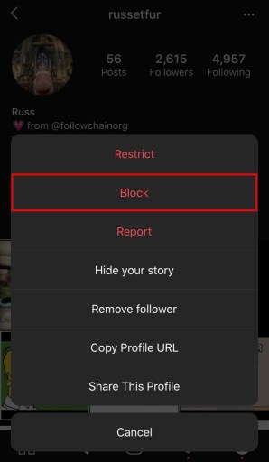 Cómo bloquear a alguien en Instagram