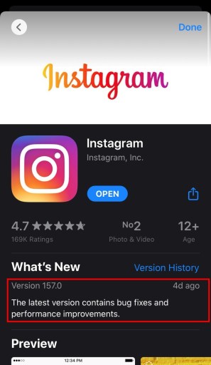 Corrección de errores de Instagram