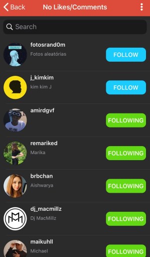 Aplicación de Instagram de seguidores fantasmas
