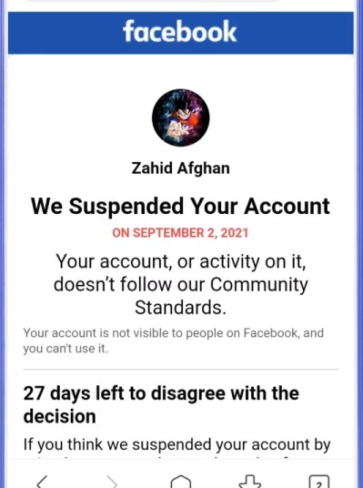 Suspendimos tu cuenta de Facebook