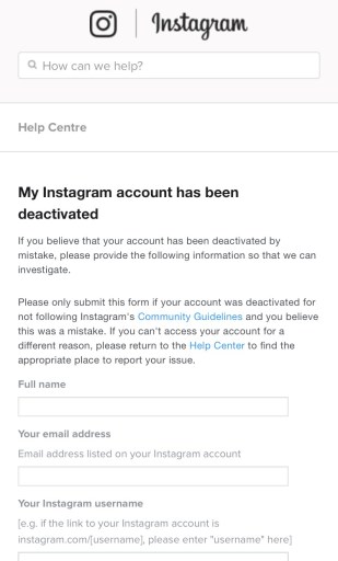 Su cuenta ha sido bloqueada temporalmente Instagram