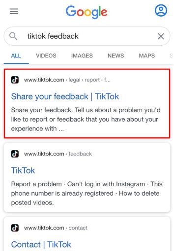 Sitio web de comentarios de TikTok