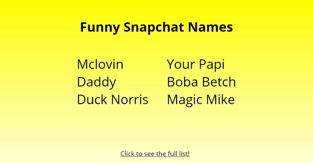 Nombres divertidos de Snapchat