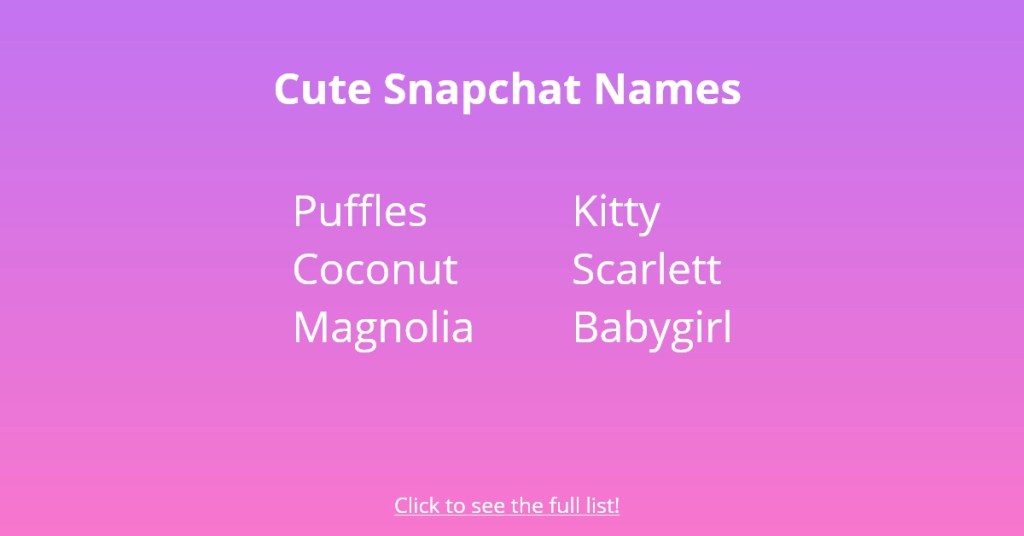 Nombres lindos de Snapchat