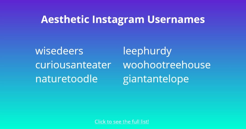 Nombres de usuario estéticos de Instagram