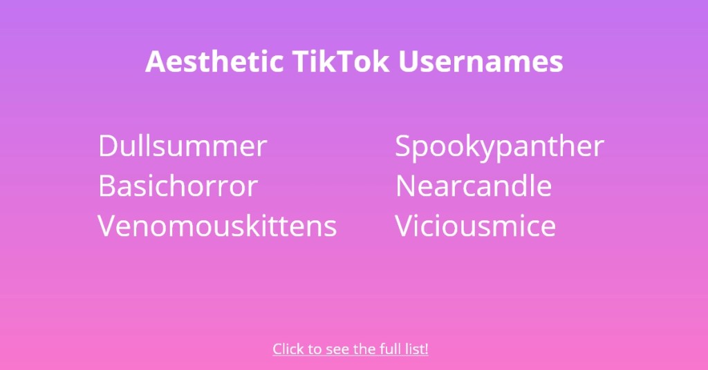 Estética TikTok nombres de usuario