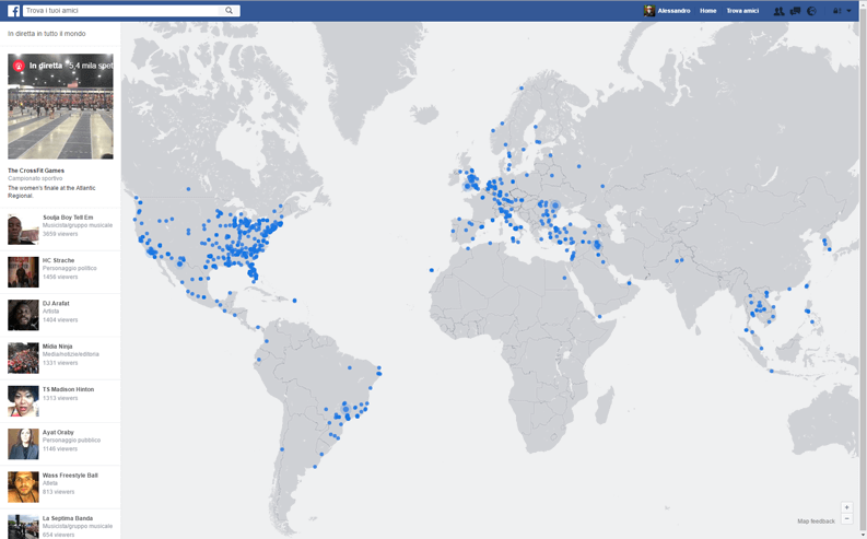 Ver quién transmite video en vivo en el mapa de Facebook